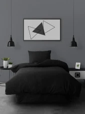 Cozy Home Tek Kişilik Lastikli Çarşaflı Nevresim Takımı Simple Siyah - 2