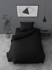 Cozy Home Tek Kişilik Lastikli Çarşaflı Nevresim Takımı Simple Siyah - 3