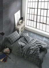 Cozy Home Tek Kişilik Lastikli Çarşaflı Nevresim Takımı Kare Siyah thumbnail 2