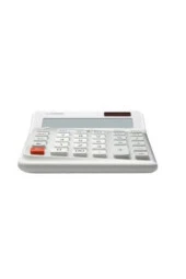 De-12e-we Beyaz 12 Hane Masa Üstü Ergonomik Tuşlu Hesap Makinesi - 1