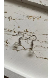 Selenit Doğal Taş Sallantı Küpe - 1