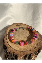 Renkli Sedef Kırıktaş Doğal Taş Bileklik - 1