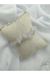 Pembe Kuvars Kırık Doğal Taş Bileklik - 1