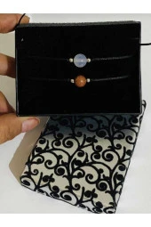 Sevgililer Günü Hediyesi Yıldız Taşı Ay Taşı Sevgili Çift Bilekliği Doğal Taş Aşk Bileklik - 1