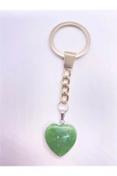 Aventurin Taşı Doğal Taş Kalp Anahtarlık Hediyelik - 1