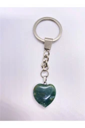 Hint Akik Taşı Doğal Taş Kalp Anahtarlık Hediyelik - 1