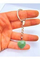 Aventurin Taşı Doğal Taş Kalp Anahtarlık Hediyelik - 2