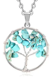 Ametist Doğal Taş Hayat Ağacı Kolye Ve Zincir Orjinal Doğal Taş - 2