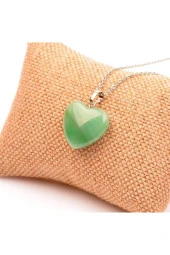 Aventurin Doğal Taş Kalp Kolye Ve Zincir Orjinal Doğal Taş Kolye - 1