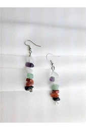 Kadın Doğal Taş Çakra Küpe - 1