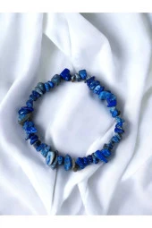 Lapis Lazuli Taşlı Kırık Taş Bileklik Siyah Hediye Kutulu - 1