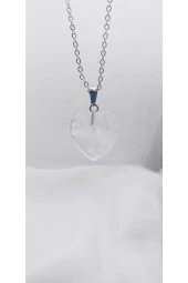 Özel Tasarım Kalp Figürlü Kristal Kuvars Model Doğal Taş Kolye - 1
