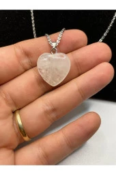 Kalp Şekilli Kristal Kuvars Doğal Taş Kolye - 1