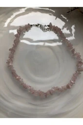 Pembe Kuvars Doğal Taş Kolye - 2