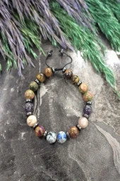 Sertifikalı Akrep Burcu Doğaltaş Bileklik: Dumortierit,kan Taşı,güneş Taşı,ametist,unakit,kaplangözü - 1