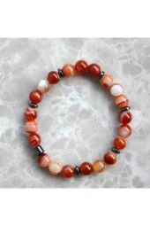 Unisex Doğal Taş Akik Koruyucu Stres Bilekliği - 2