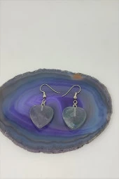 Sertifikalı Florit Kalp Doğaltaş Küpe - 1