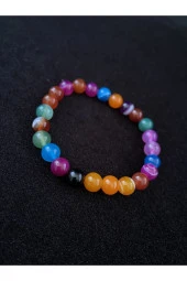 Karışık Renk Doğal Taş Unisex Bileklik - 2
