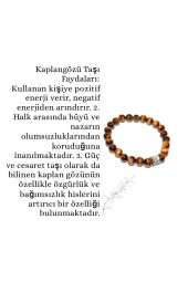 Sertifikalı Unisex Kaplan Gözü Doğal Taş Bileklik Nazar Bileklik - 2