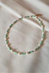 Sertifikalı Gerçek Inci, Yeşil Sedef Doğaltaş Kolye - 1