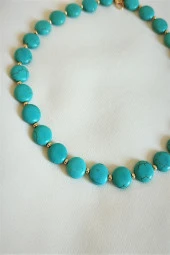 Yassı Turkuaz Doğaltaş Kolye - 1