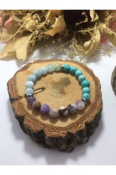 Akrep Burcu 3lü (Akuamarin, Çeroit, Turkuaz) Doğal Taş Bileklik - 1