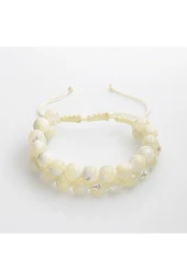 Beyaz Sedef 8mm Çift Sıra Makrome Doğal Taş Bileklik - 2