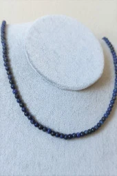 Sertifikalı 4 Mm Lapis Lazuli Doğaltaş Kolye - 1