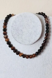 Sertifikalı 8 Mm Kahve Akik Doğaltaş Kolye - 1