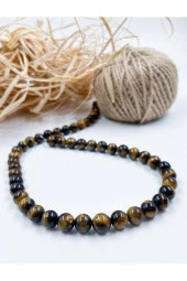 Kaplan Gözü Küre Kesim 8 Mm Doğal Taş Dizi - 1