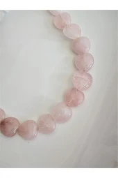 PEMBE KUVARS KALP DOĞAL TAŞ KOLYE - 1