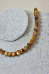 Sertifikalı 8 Mm Sarı Kaplangözü Doğaltaş Kolye - 1