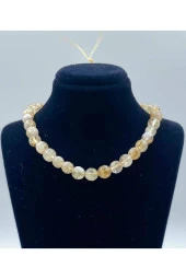 Sitrin Doğal Taş Kolye 8 Mm Küre Faset Kesim - 1