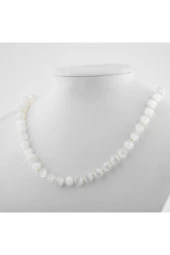 Selenit 8 mm Düğümlü Doğal Taş Kolye - 2