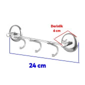 Banyo Lavabo Vidalı Askılık 3lü Metal Sağlam Aparat Krom Askılık Elbise Havlu Asma Askı - 2