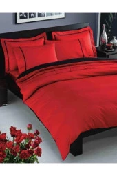 Taç Çift Kişilik Saten Nevresim Takımı Prestige Kırmızı 8696048170854 - 1