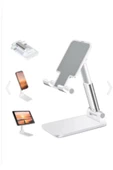 SHOPLİNE Masa Üstü Telefon / Tablet Standı Kademeli Yükseklik Ayarlı Telefon Tutucu Stand - Beyaz - 1