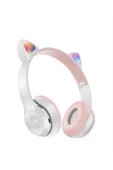 gnctech Kablosuz Bluetooth Kulaküstü Kedili P47m Kulaklık Rgb Işıklı Kedi Desenli Kulaklık Beyaz thumbnail 1