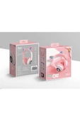 SHOPLİNE Pembe Kablosuz Kedi Kulaklık - Işıklı Mikrofonlu Bluetooth Hafıza Kartı Girişli Çocuk Kulaklığı - 2