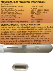 Cata CT-5249 3W Beyaz-Günışığı-Sarı Işık (3 Farklı Renk Modu) Şarjlı Mıktanıslı Işık (2 Adet) thumbnail 5