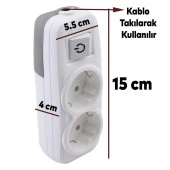 2li Grup Priz Anahtarlı Klemensli Fiş Priz Topraklı Çoklu Grup Priz Çoğaltıcı İkili Kablosuz thumbnail 4