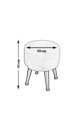 Asedia Miskin Naturel Teddy Antrasit Ahşap Ayaklı Peluş Puf Makyaj Koltuğu Yuvarlak Tabure thumbnail 5