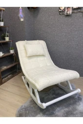 Miskin Lake Teddy Krem Sallanan Sandalye Dinlenme Emzirme Baba Tv Okuma Uzanma Koltuğu Berjer thumbnail 1