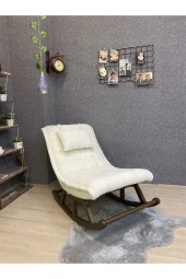 Miskin Ceviz Teddy Krem Sallanan Sandalye Dinlenme Emzirme Baba Tv Okuma Uzanma Koltuğu Berjer thumbnail 1