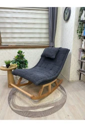 Miskin Naturel Teddy Antrasit Sallanan Sandalye Dinlenme Emzirme Baba Tv Okuma Uzanma Koltuğu Berjer thumbnail 1