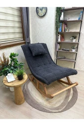 Miskin Naturel Teddy Antrasit Sallanan Sandalye Dinlenme Emzirme Baba Tv Okuma Uzanma Koltuğu Berjer thumbnail 2