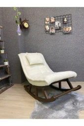 Miskin Ceviz Teddy Krem Sallanan Sandalye Dinlenme Emzirme Baba Tv Okuma Uzanma Koltuğu Berjer thumbnail 4