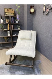 Miskin Ceviz Teddy Krem Sallanan Sandalye Dinlenme Emzirme Baba Tv Okuma Uzanma Koltuğu Berjer thumbnail 6