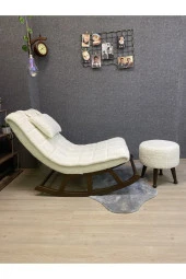 Miskin Ceviz Teddy Krem Sallanan Sandalye Dinlenme Emzirme Baba Tv Okuma Uzanma Koltuğu Berjer thumbnail 3