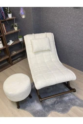 Miskin Ceviz Teddy Krem Sallanan Sandalye Dinlenme Emzirme Baba Tv Okuma Uzanma Koltuğu Berjer thumbnail 7